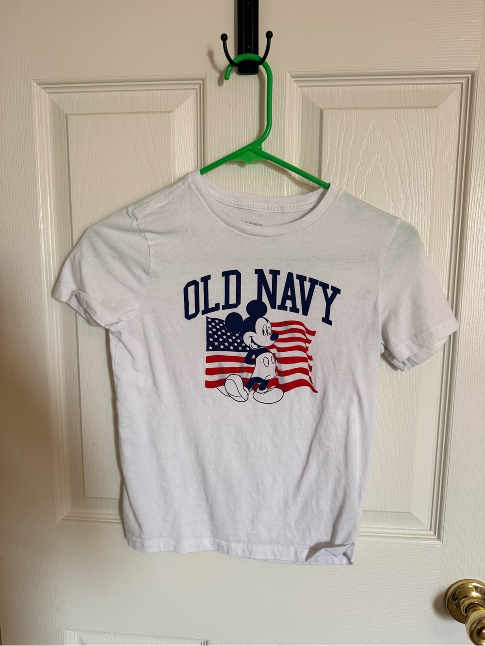 Old Navy White Kids' Mickey Mouse Flag Tee with Navy and Red Graphic